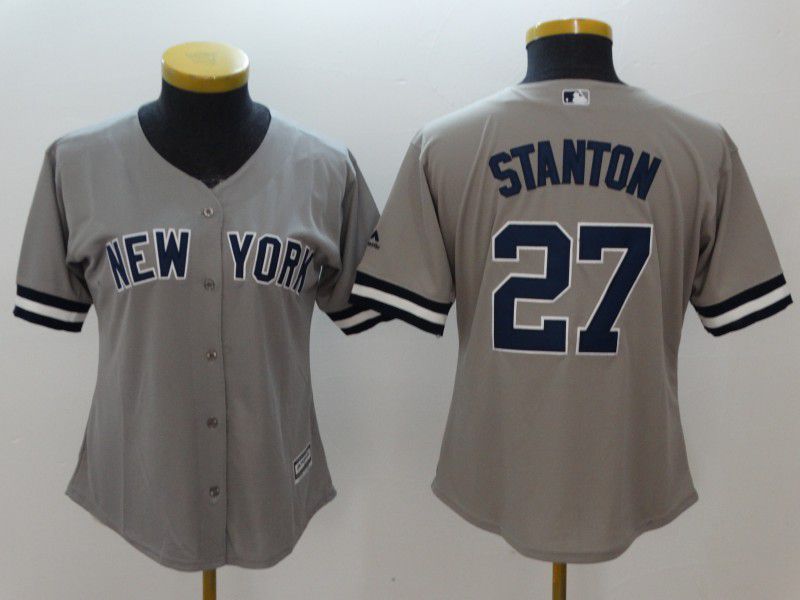Women New York Yankees #27 Stanton Grey MLB Jerseys->women mlb jersey->Women Jersey